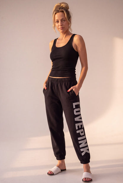 Pink by Victoria's Secret Matching Hoodie and Joggers Black w/ Silver