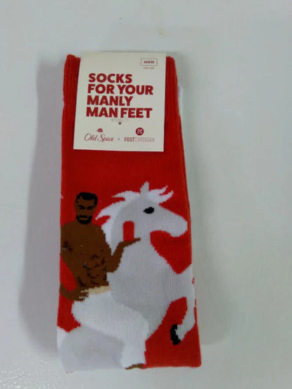 Old Spice Mens Socks For Your Manly Feet Foot Cardigan Red One Pair New
