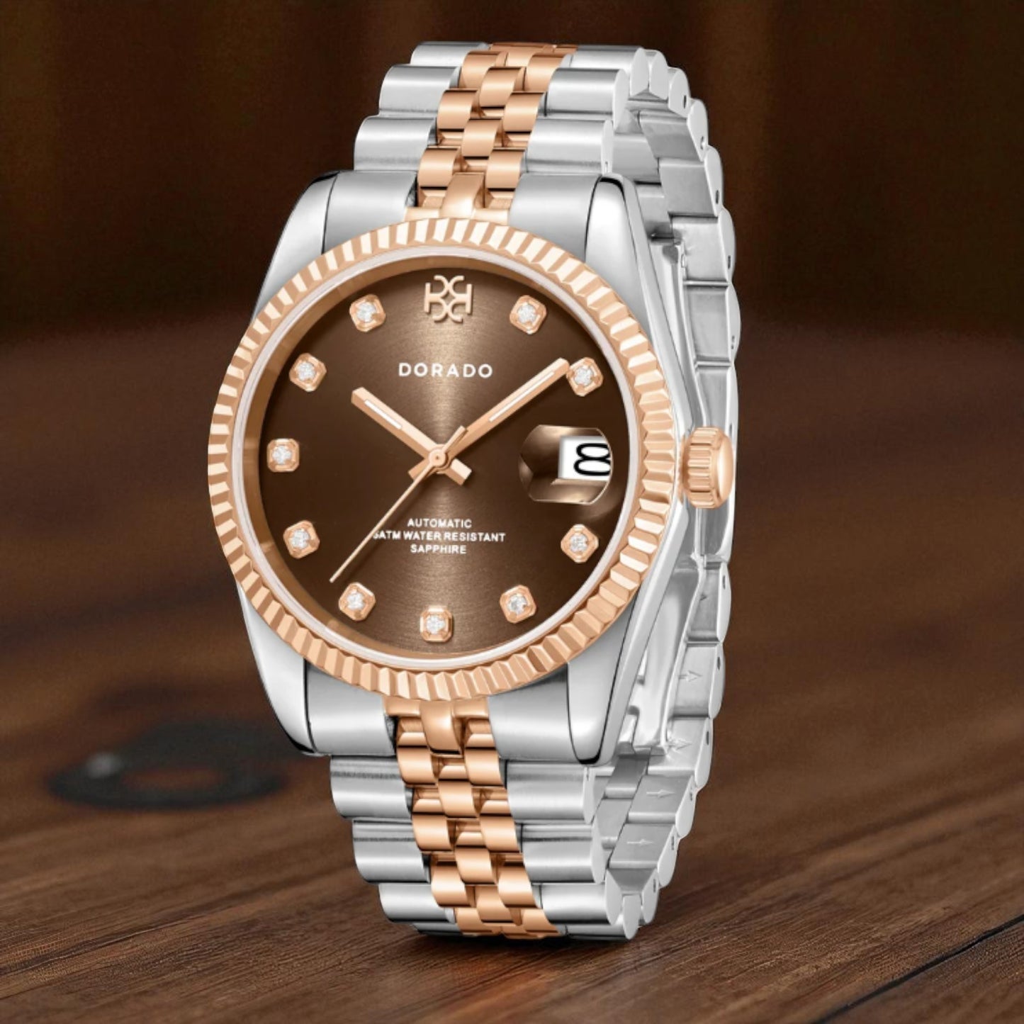 DORADO Rose Two Tone Timeless Watch | Chocolate | 31mm | Automatic Movement