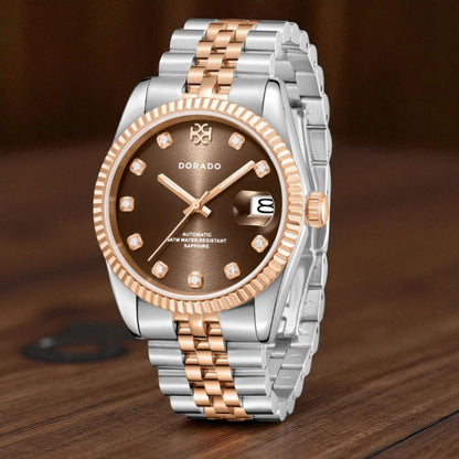 DORADO Rose Two Tone Timeless Watch | Chocolate | 31mm | Automatic Movement