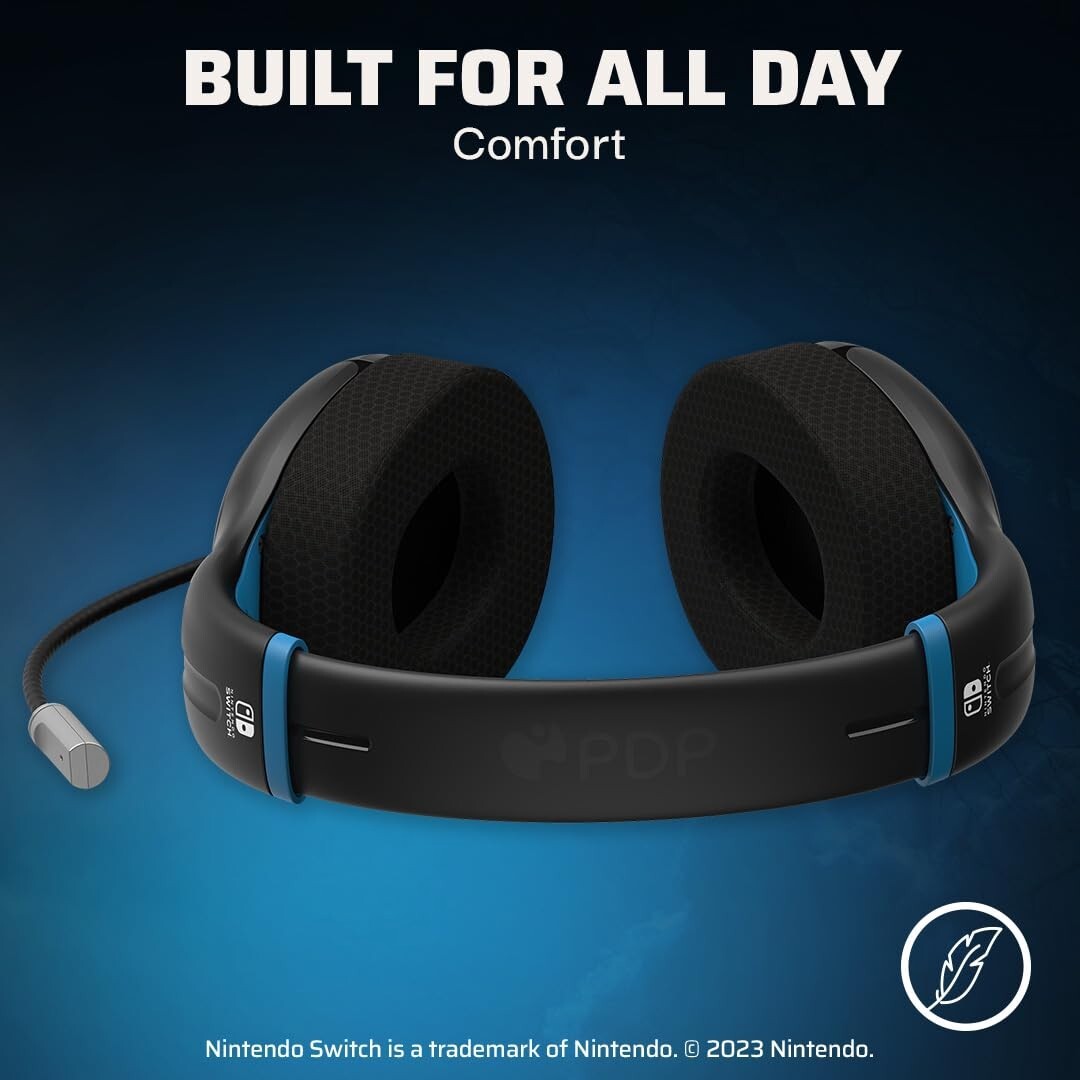 PDP Black Blue Noise Cancel Mic Wired Airlite Gaming Headset