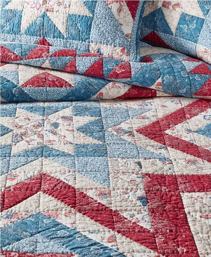 Martha Stewart Collection Americana Star Patchwork Artisan Quilt Full/Queen Siz