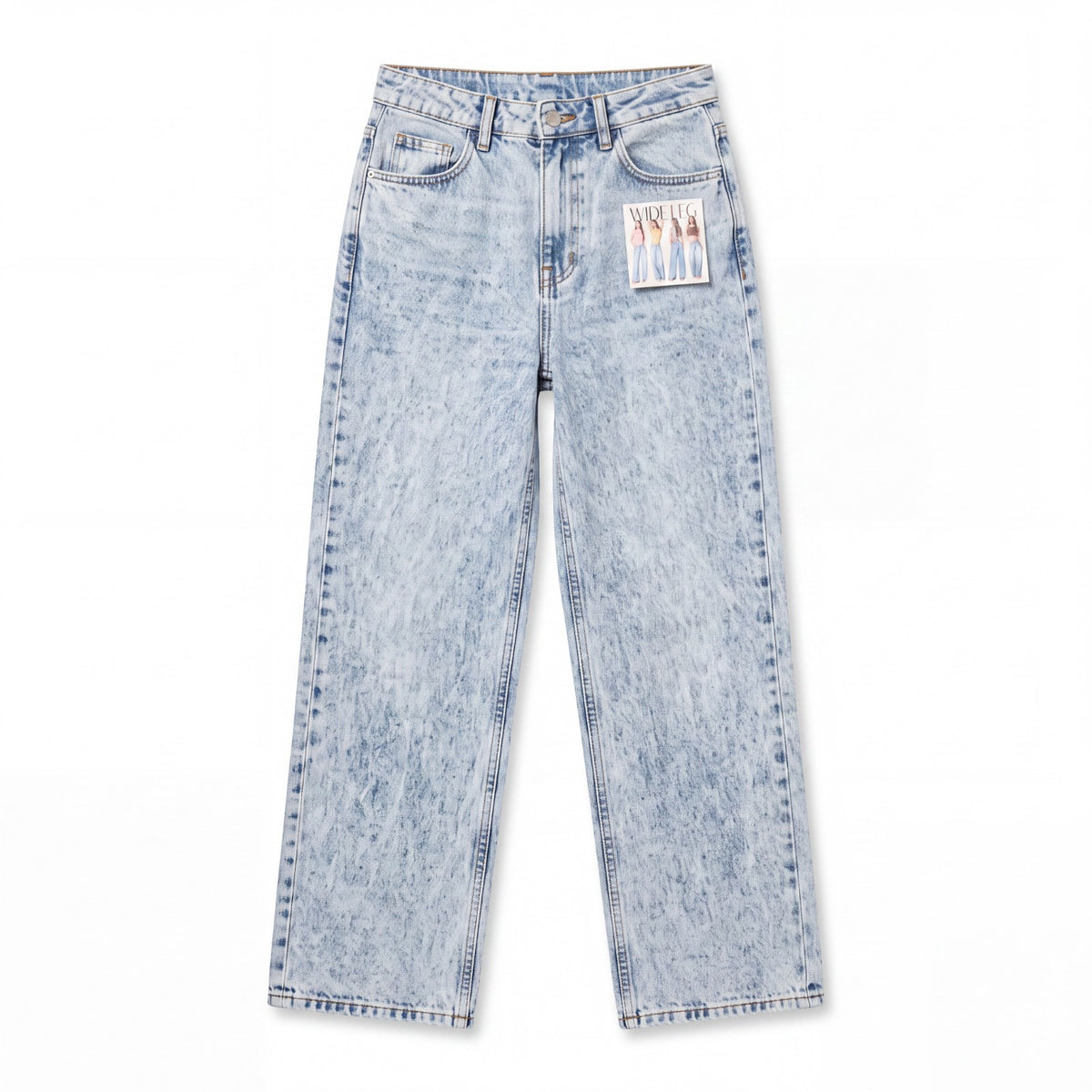 Simple Society Women's Light Wash Wide Leg Denim Jeans
