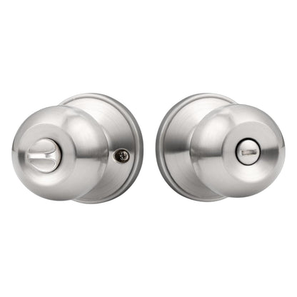 Brushed Nickel Doorknob, round Ball Privacy Knobs, Interior Keyless Door Lockset