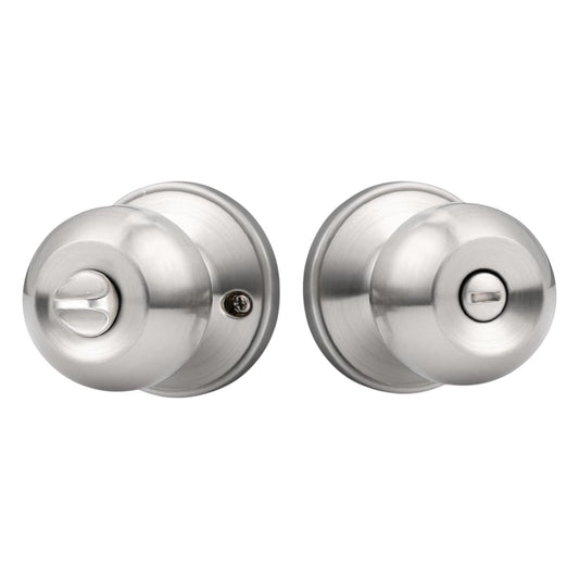 Brushed Nickel Doorknob, round Ball Privacy Knobs, Interior Keyless Door Lockset