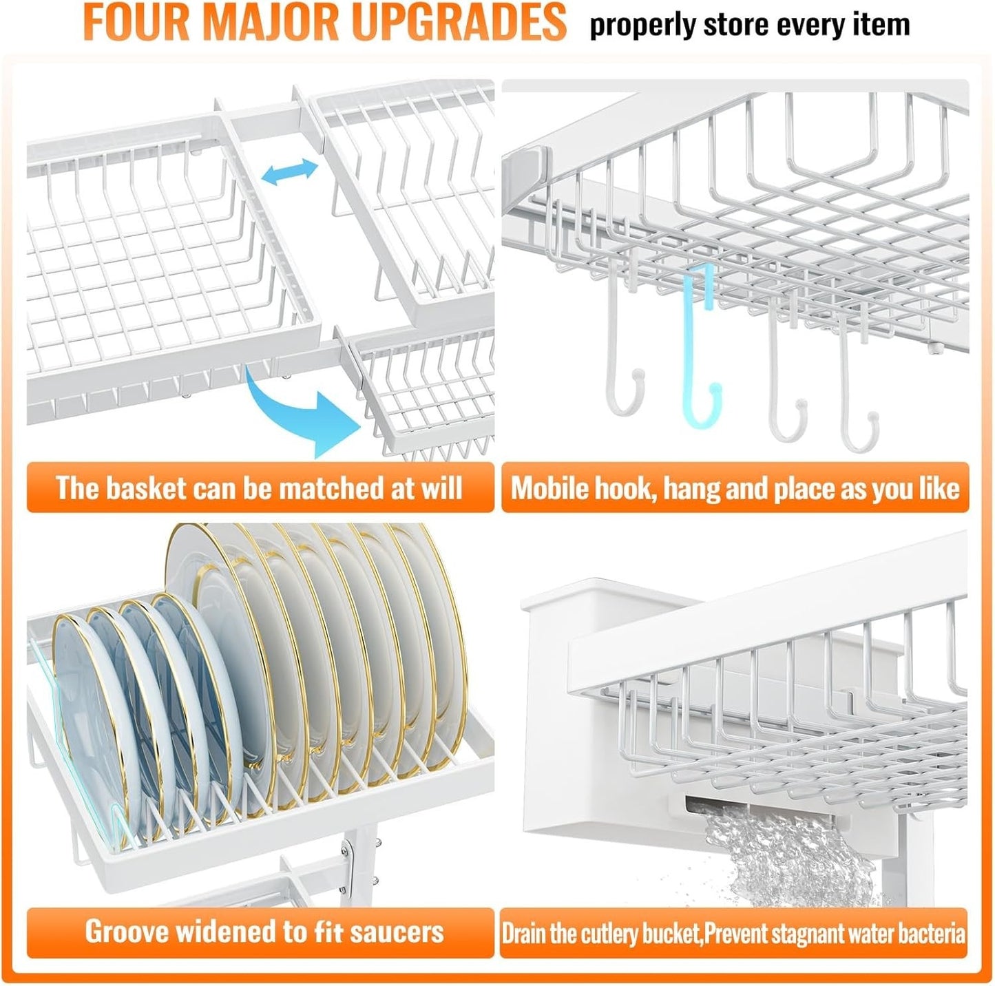 Over Sink Dish Drying Rack, Expandable Large Drying Rack, Suitable 4 Most Sinks