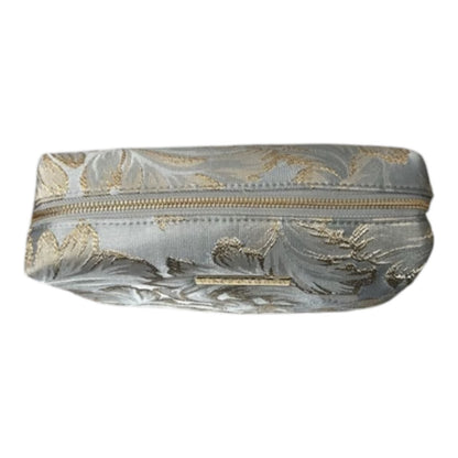 Vince Camuto Gray with Gold Floral Cosmetic Bag With Gold-Tone Zipper NEW