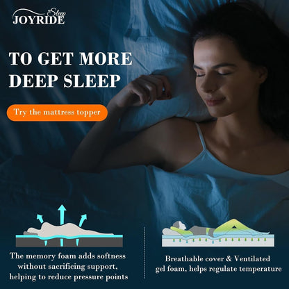 Joyride Sleeep 3 Inch Queen Size Memory Foam Mattress Topper, Cooling Bed Topper