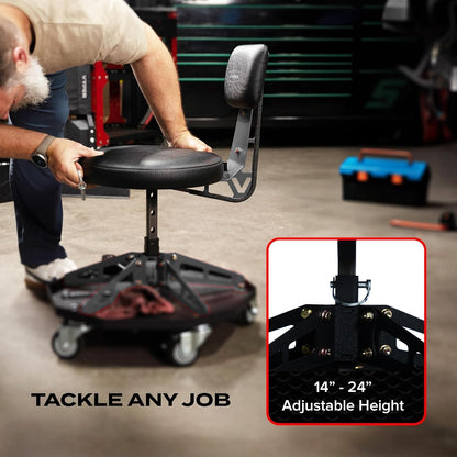 Vyper Robust Steel Sport Shop Chair for Mechanics, Automotive, DIY - 300 lb C...