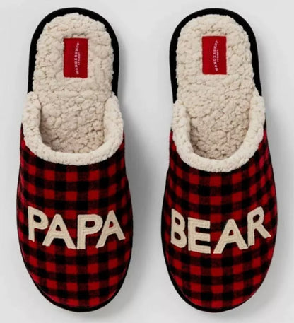 Wondershop Men's Papa Bear Slippers Red/Black Plaid - Large 11/12
