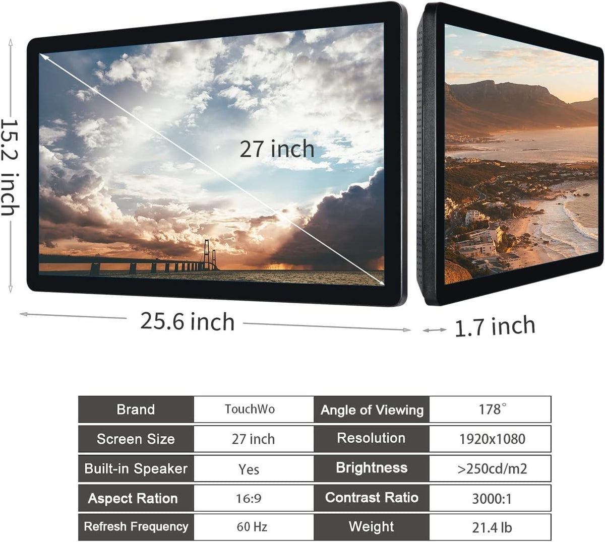 *NEW* 27” Touchscreen Tablet TouchWo TWTD270T Windows Android PC Monitor Screen