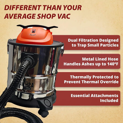 Ash Vault Pro 5-Gallon Vacuum – Efficient Dust and Ash Removal with 10-Amp Power