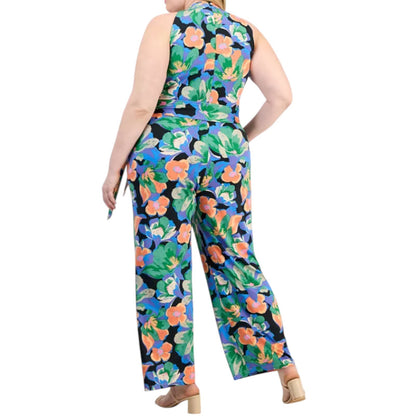 Tahari Plus Size Twist Halter-Neck Jersey Jumpsuit