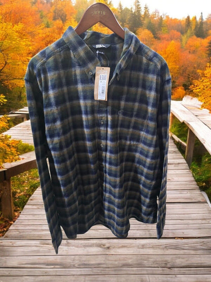 Eddie Bauer Men's Field Flannel Long Sleeve, Dark Forest, 2XL