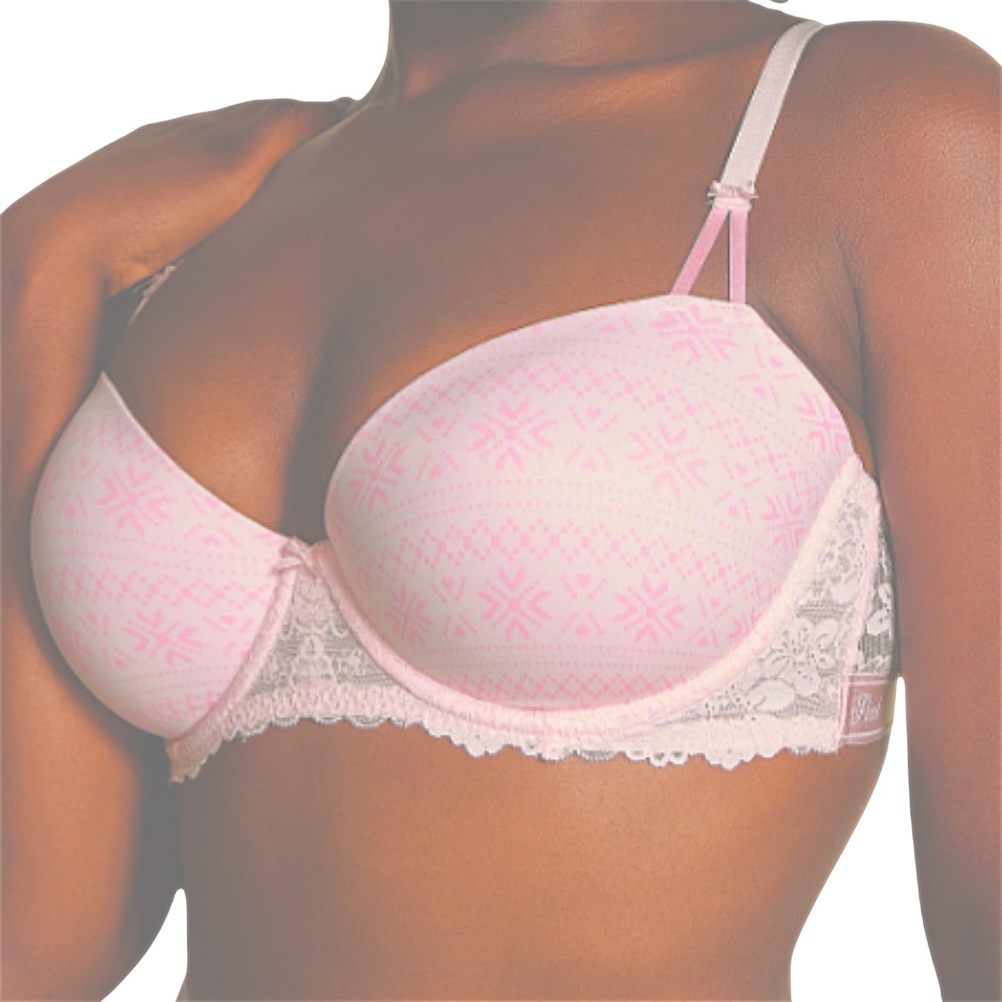PINK Wink Push-Up Balconette Bra - 38DD - Pink Tulip Fair isle Print (7HXD)