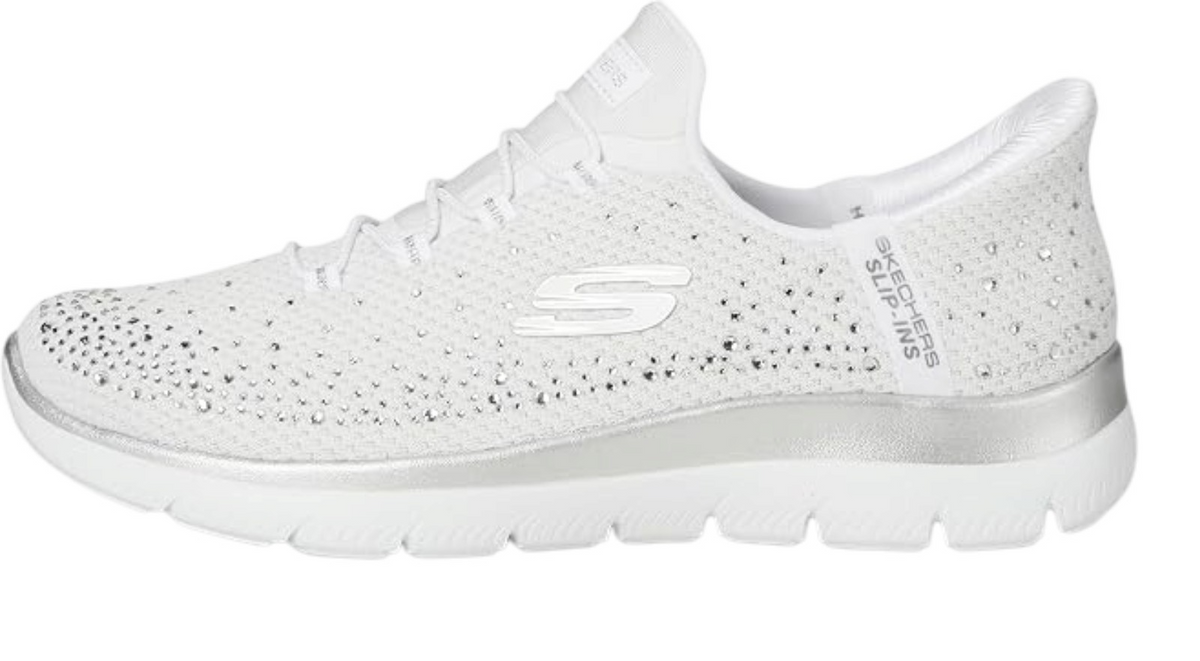 Women's Skechers Slip Ins Summit Brilliant Shine Sneakers Black or White Availab