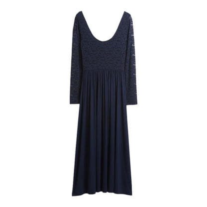 Gap Womens Size Medium Mixed Media Maxi Dress, Modern Mockneck Navy Blue Dress
