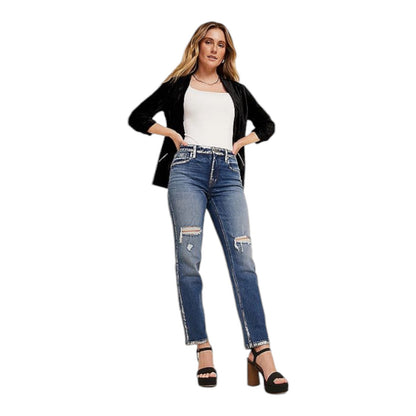 Maurices HFS edgely™High Rise Foil Ankle Slim Straight Jean, Medium Wash, Sz 16