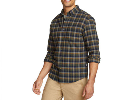 Eddie Bauer Men's Field Flannel Long Sleeve, Dark Forest, 2XL