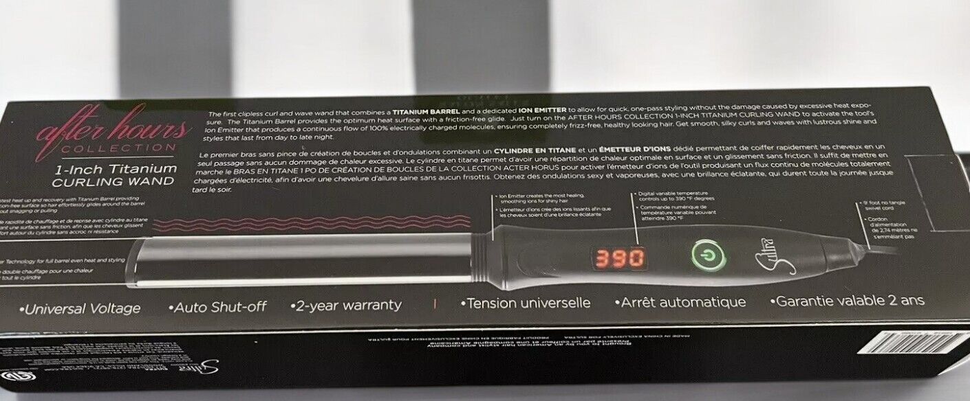 Sultra After Hours Collection 1 Inch Titanium Clipless Styling Curling Wand PRO