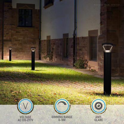 LEONLITE 3CCT LED Bollard Landscape Pathway Light, 42" 14W/19W/24W Adjustable Wt