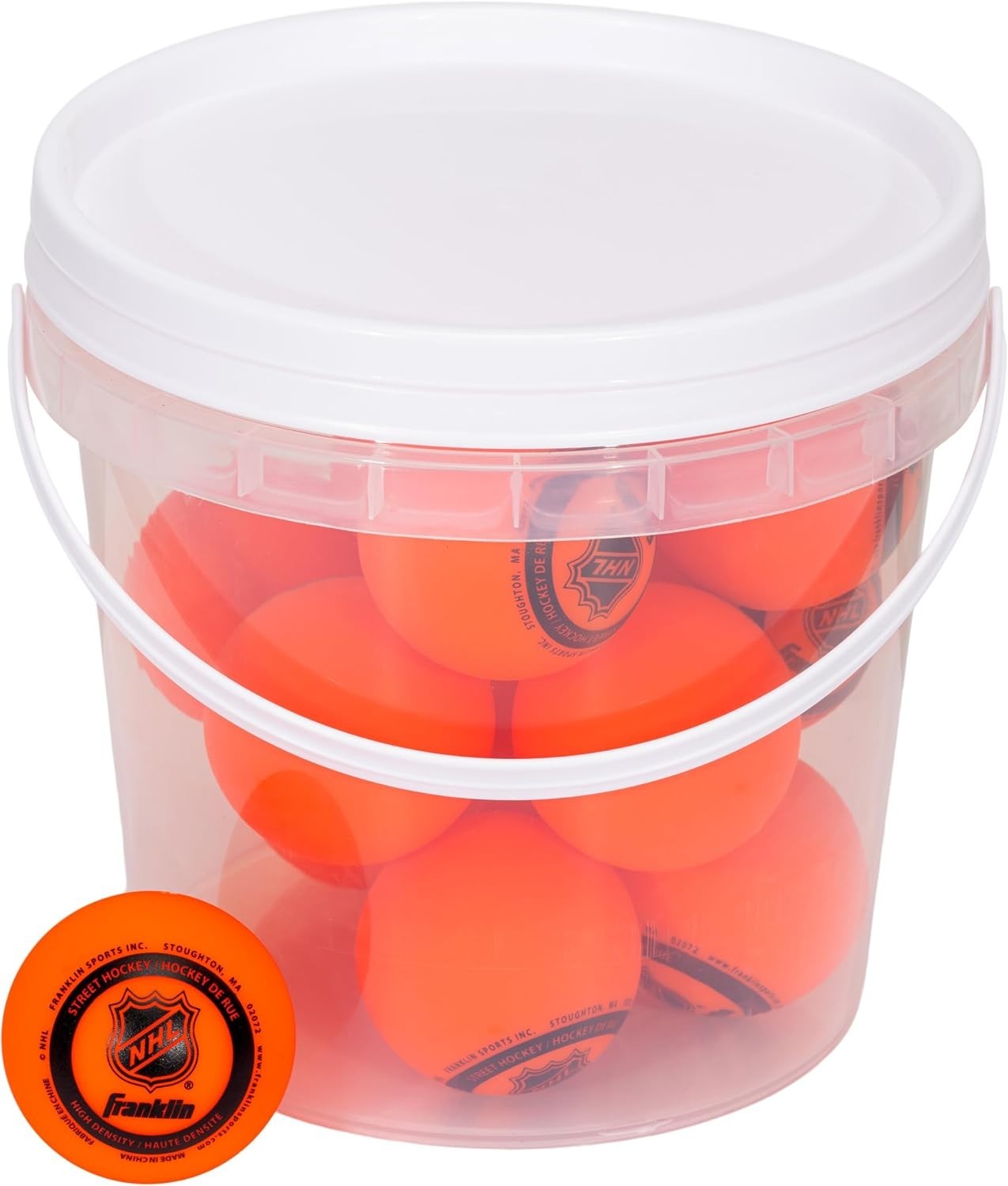 Franklin Sports Street Hockey Ball Bucket 15 Outdoor Nhl Hockey Ball, Low Bounce