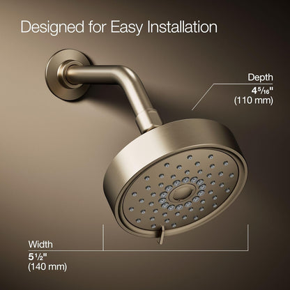 Kohler K-22170-G-BV Purist® 1.75 gpm multifunction showerhead Brushed Bronze