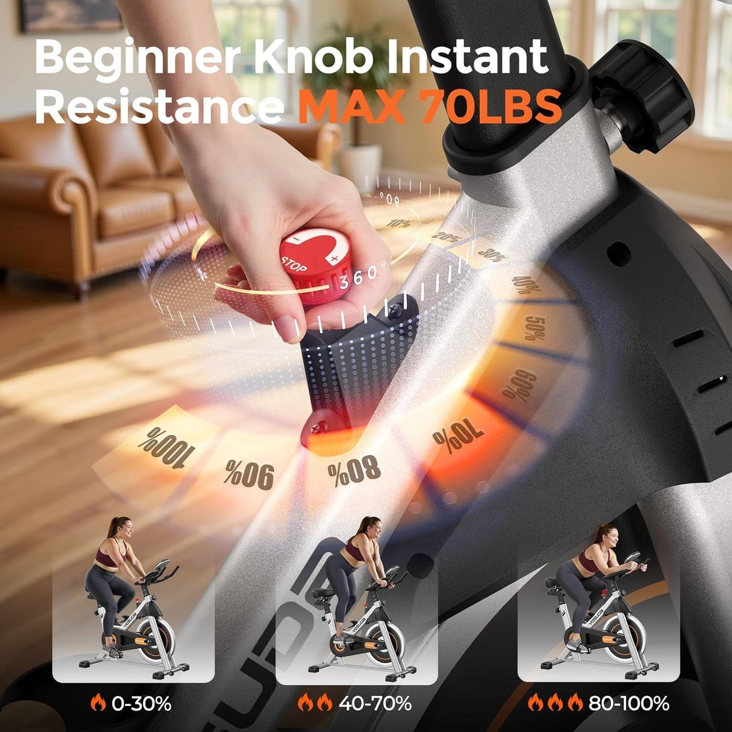 YOSUDA Exercise Bike, Brake Pad Stationary Bike for Home with Exclusive App,