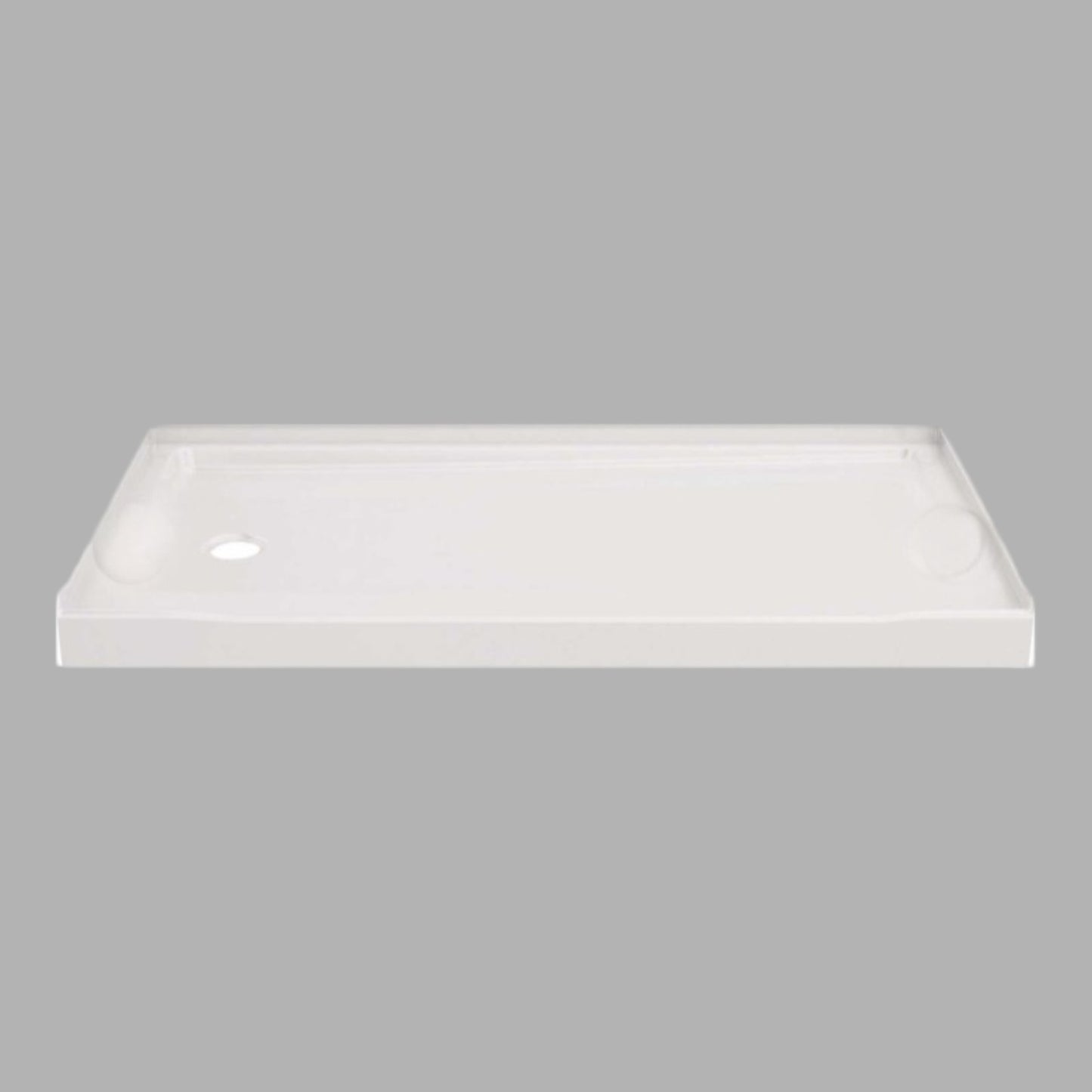 Delta Classic 60 In. L X 32 In. W Alcove Shower Pan W/ Left Drain, Gloss White