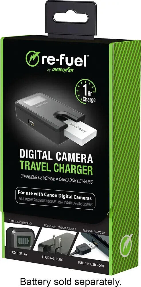 Digipower - Digital Camera Travel Charger for Canon Batteries - Black