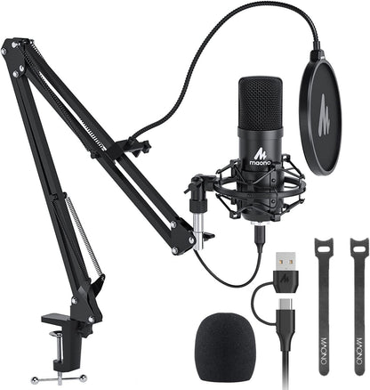 MAONO AU-A04 USB Microphone with AU-MH601 Studio Monitor Headphones Bundle