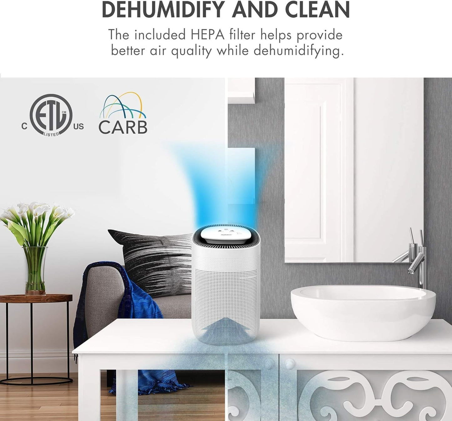 Tenergy Sorbi 1000ml Air Dehumidifier and Air Purifier True HEPA Ultra Quiet