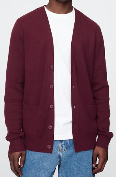 Gap Cashsoft Pocket Cardigan Dark Maroon - Size Large