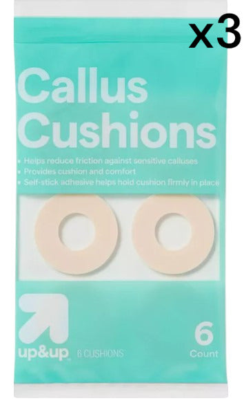 Callus Cushions 18 Count (3 packs of 6) Reduces Friction, Self Adhesive