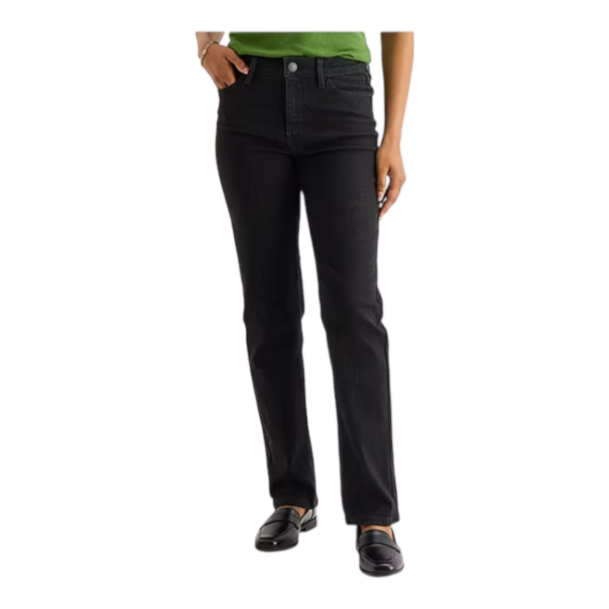 LIZ CLAIBORNE LANA HIGH RISE STRAIGHT LEG BLACK WASH DENIM JEANS - NWT
