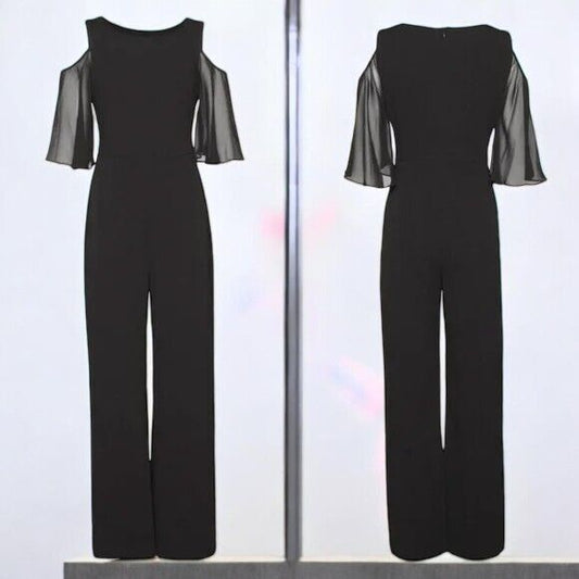 Connected Apparel NWT Black Gloria Cold Shoulder Jumpsuit,Size 8