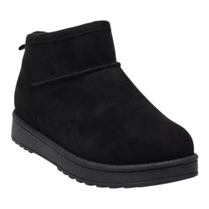 SO Lupita Chestnut or  Black Women's Faux Suede Ankle Pull On Cozy Mini Boots
