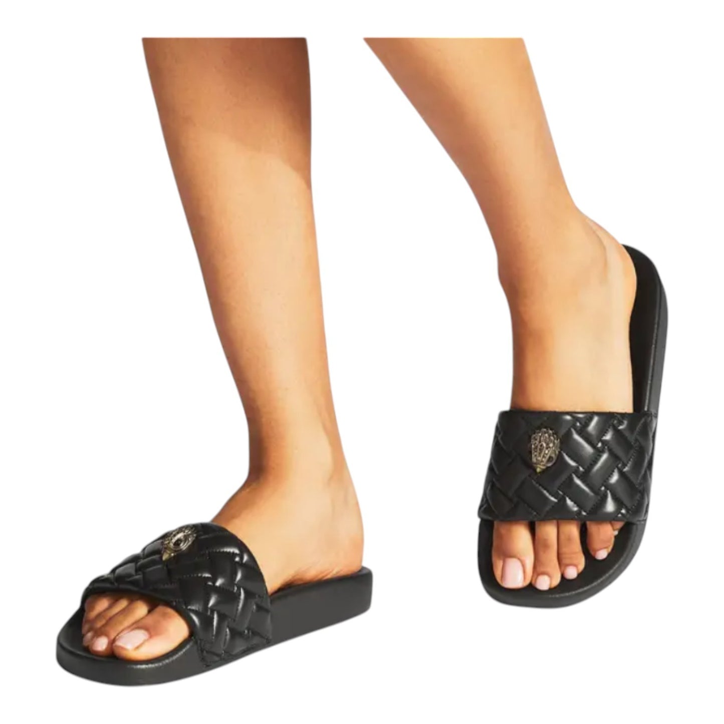 Kurt Geiger London Women's Meena black Teddy Eagle Head Slides Sandals