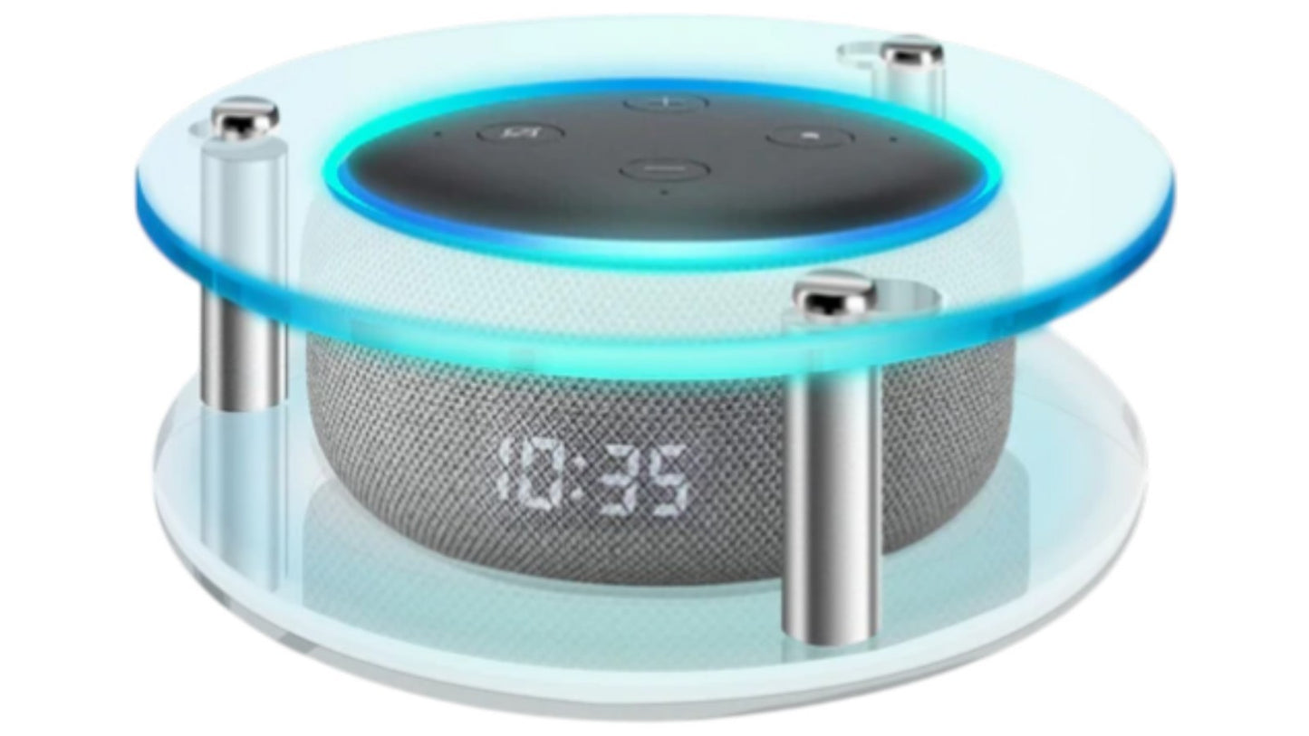 Geekria Acrylic Clear Case for Amazon Echo Dot 3rd Gen with Clock (Clear Round)