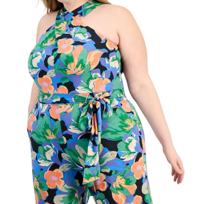 Tahari Plus Size Twist Halter-Neck Jersey Jumpsuit