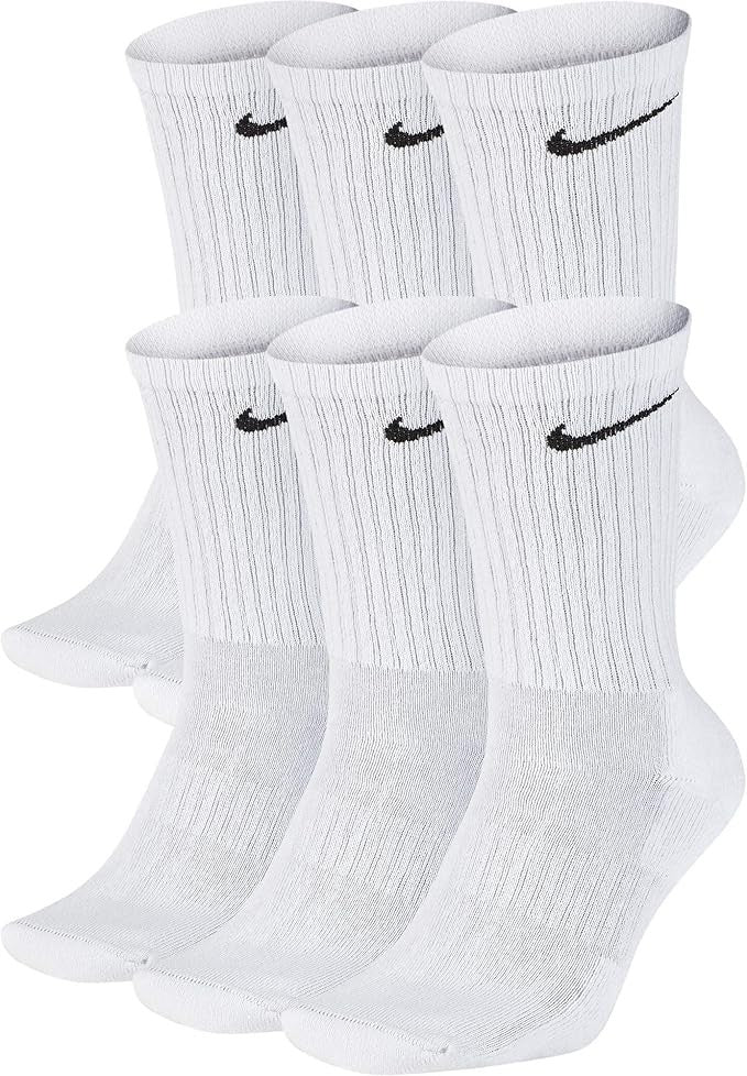 NIKE Dri-FIT Everyday Training 6-Pack Crew Socks Large (8-12) White