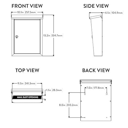 Architectural Mailboxes Chelsea Galvanized Steel, Locking, Wall Mount Mailbox,