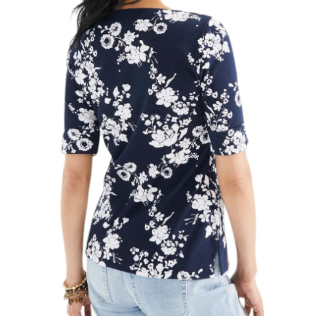 Style&co Women's Floral Print short Sleeve Top NWT