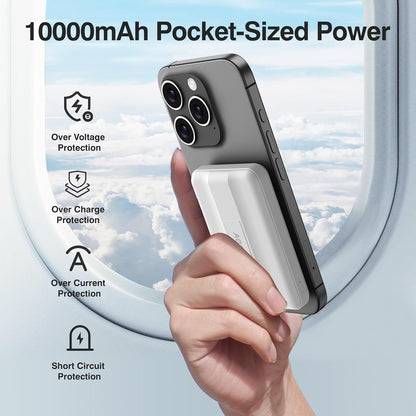 AOGUERBE MagSafe 10000mAh Wireless Power Bank Fast Charger for iPhone - Black