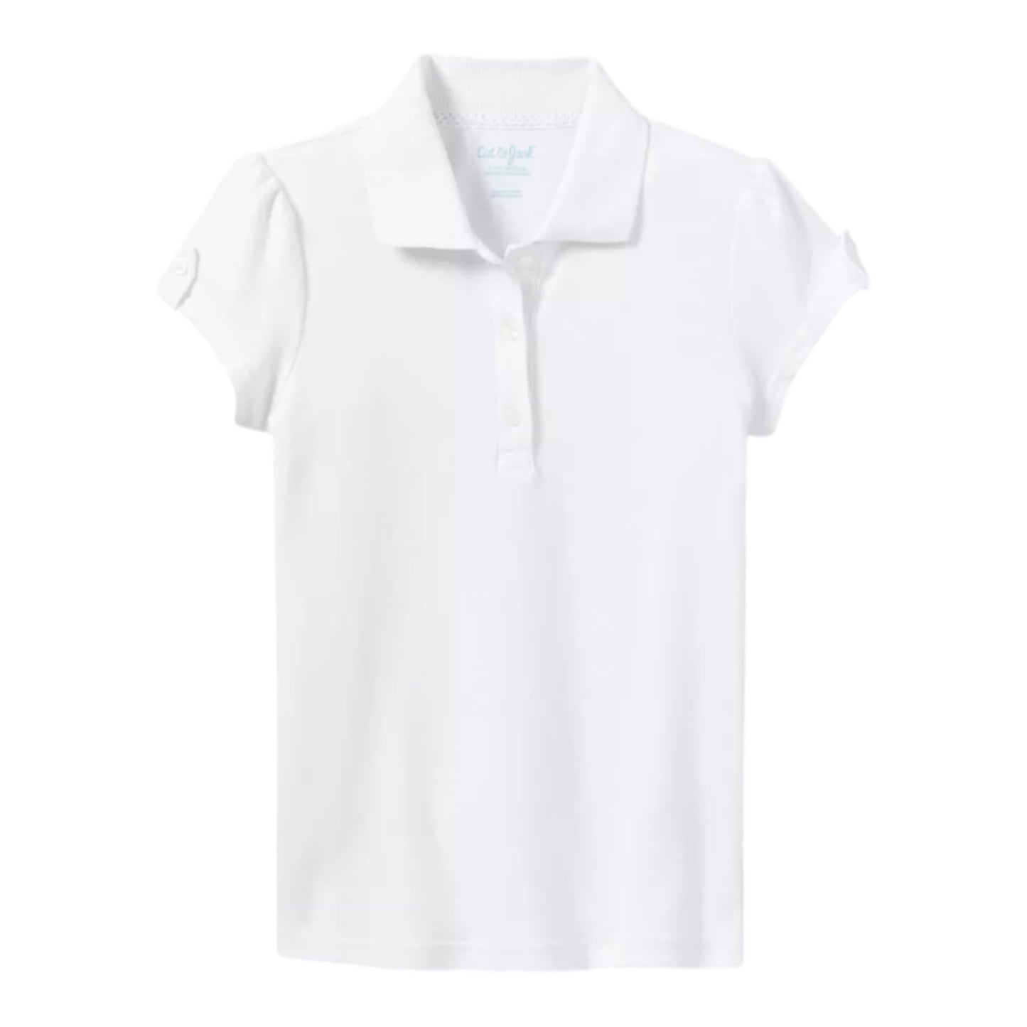 NWT Girls' Short Sleeve Interlock Uniform Polo Shirt - Cat & Jack - White
