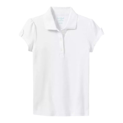 NWT Girls' Short Sleeve Interlock Uniform Polo Shirt - Cat & Jack - White