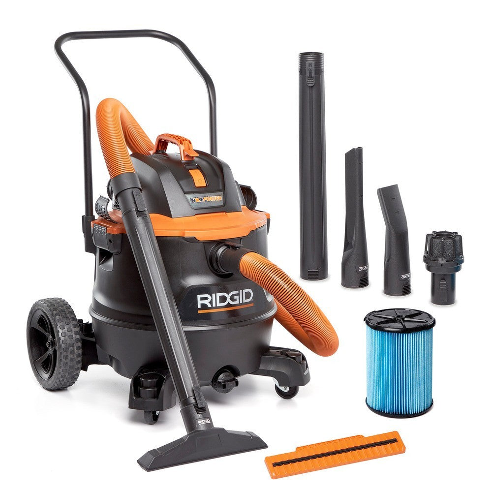 RIDGID 16 Gal. 7.0 Peak HP NXT Power Shop Vacuum w/ Cart, Fine Dust Filter, Hose