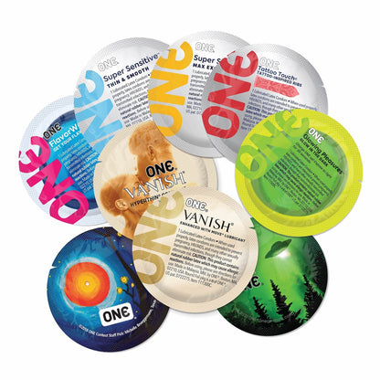 ONE® Condoms Mixed Pleasures™ | Variety Condom Pack | Thin Condoms, Glow in The