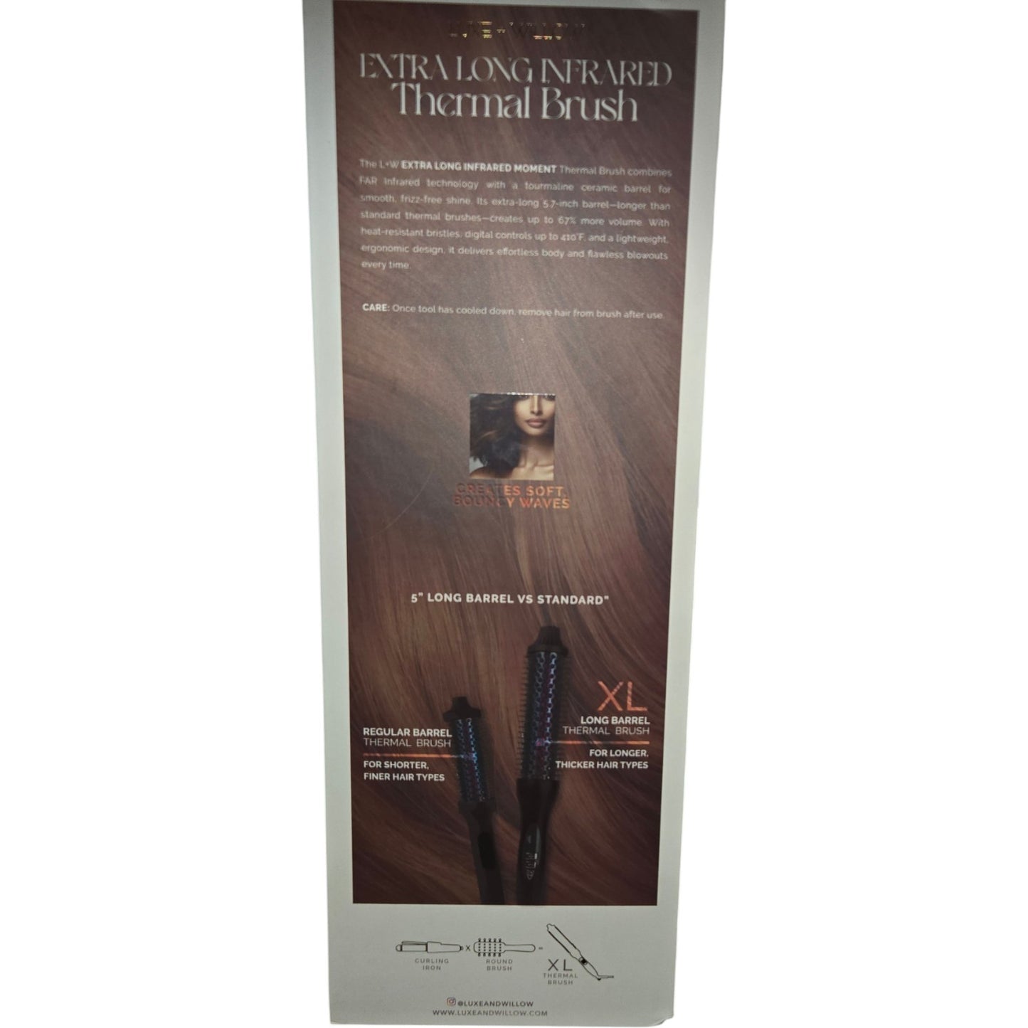 Luxe + Willow Infrared Thermal Brush Extra Long 1.5" Barrel Auto Shut-Off 410°F