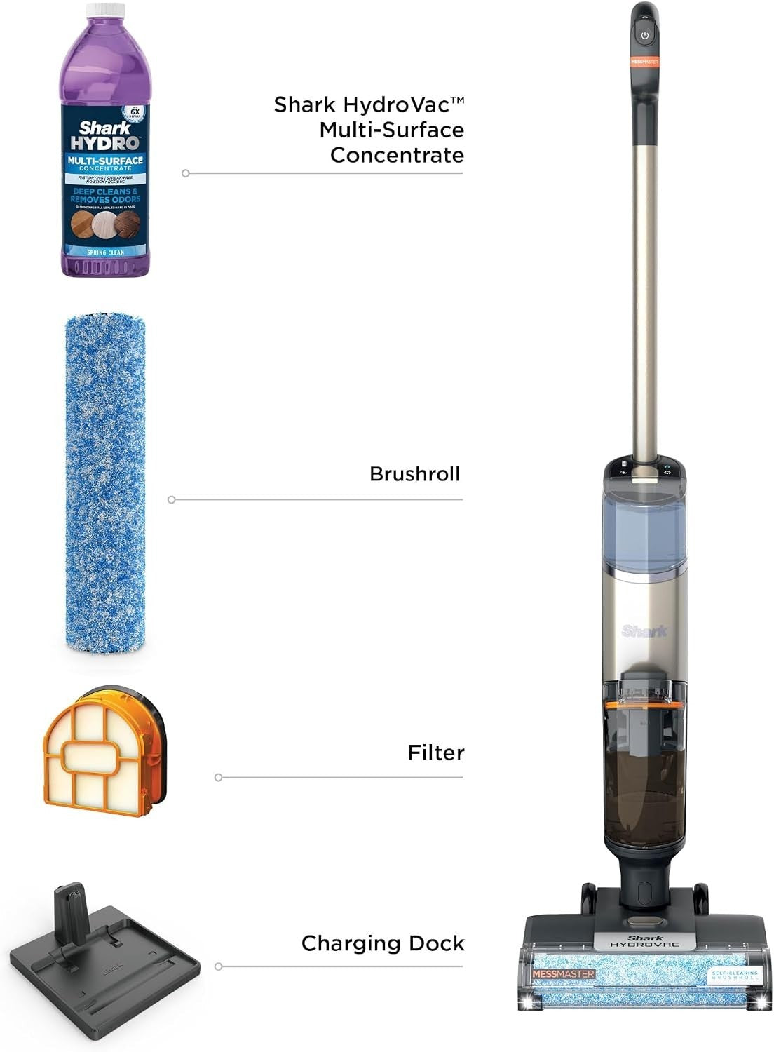 Shark HydroVac MessMaster 3-In-1 Vacuum, Mop Self-Clean System, Cordless WD260